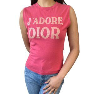 Christian Dior Vintage 2003 J'ADORE Logo Tank Top #42 Pink Beige [106063]